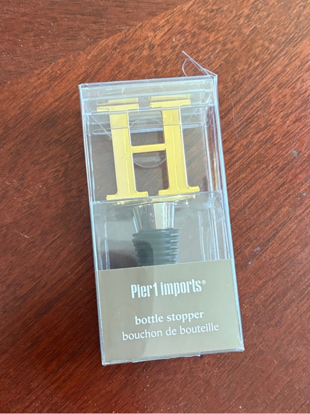 Pier 1 Gold and Black Letter H Bottle Stopper